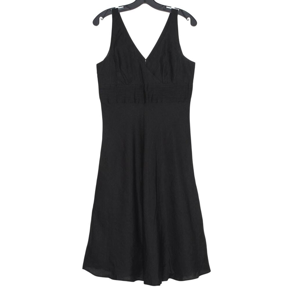 J Crew Little Black Dress Linen Midi Babydoll Y2K Minimalist Quiet Luxury 6